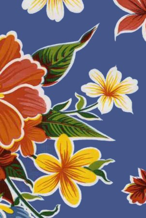 102" x 47.5" Rectangle Hibiscus Tablecloth: Blue - HYDE Ltd.