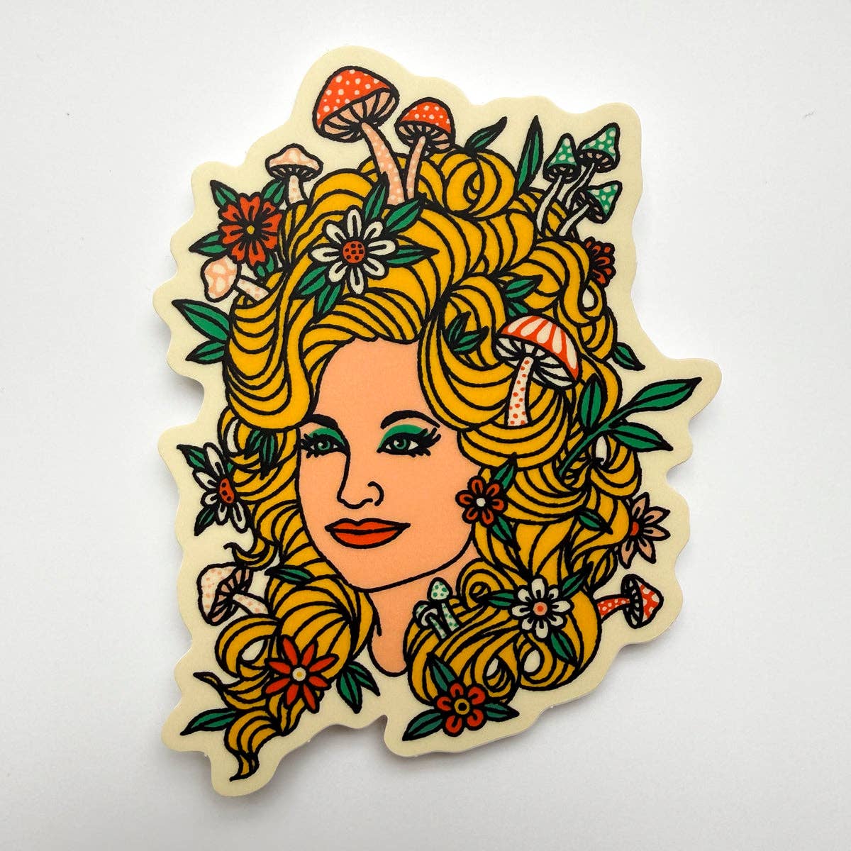 72 Dolly - 4 Inch Matte Vinyl Mushroom Country Music Sticker - HYDE
