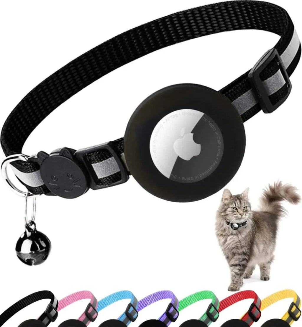 Cute Cat Collar Airtag Breakaway Reflective Kitten Collar with Bell for Apple Air Tag Holder Bell Nylon Silicone Collar for Cats (No Airtag) - HYDE Ltd.