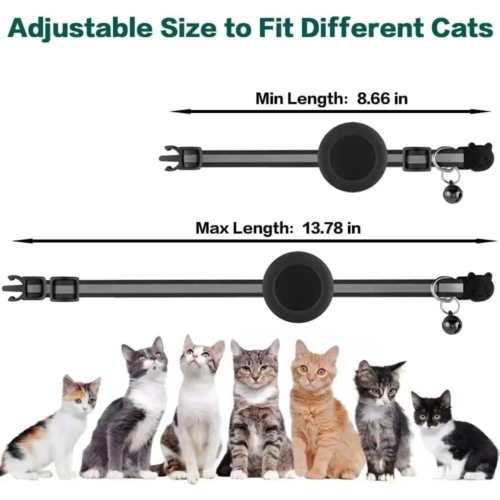 Cute Cat Collar Airtag Breakaway Reflective Kitten Collar with Bell for Apple Air Tag Holder Bell Nylon Silicone Collar for Cats (No Airtag) - HYDE Ltd.