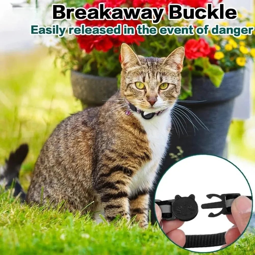 Cute Cat Collar Airtag Breakaway Reflective Kitten Collar with Bell for Apple Air Tag Holder Bell Nylon Silicone Collar for Cats (No Airtag) - HYDE Ltd.