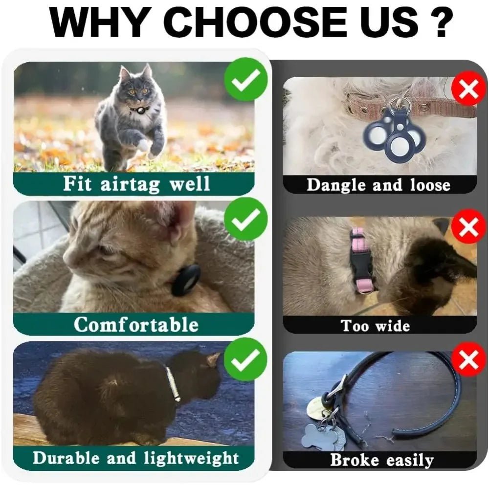 Cute Cat Collar Airtag Breakaway Reflective Kitten Collar with Bell for Apple Air Tag Holder Bell Nylon Silicone Collar for Cats (No Airtag) - HYDE Ltd.