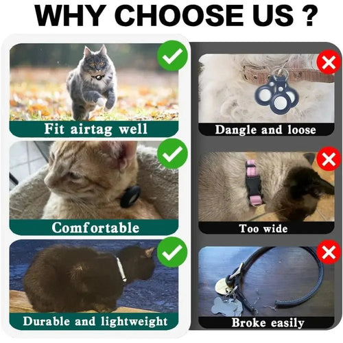 Cute Cat Collar Airtag Breakaway Reflective Kitten Collar with Bell for Apple Air Tag Holder Bell Nylon Silicone Collar for Cats (No Airtag) - HYDE Ltd.