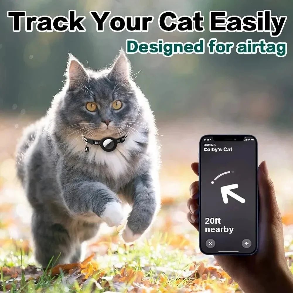 Cute Cat Collar Airtag Breakaway Reflective Kitten Collar with Bell for Apple Air Tag Holder Bell Nylon Silicone Collar for Cats (No Airtag) - HYDE Ltd.