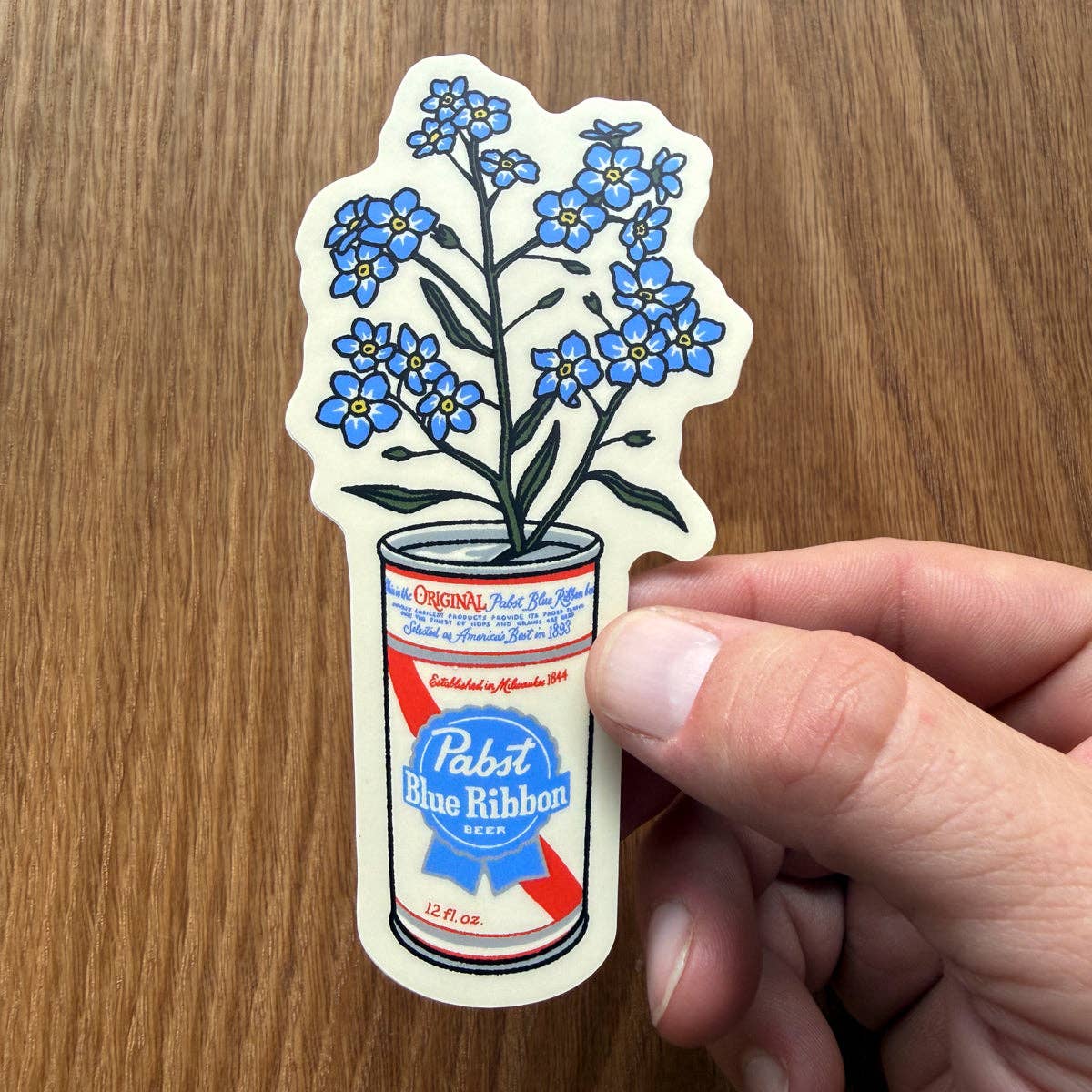 Forget Me Not Beer Can - 4 Inch Matte Vinyl Sticker - HYDE