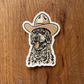 Goldendoodle Cowdog - 3 Inch Small Matte Vinyl Cowboy Dog Sticker - HYDE