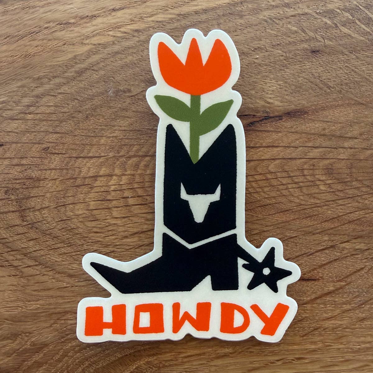 Howdy Flower Boot - 4 Inch Matte Vinyl Western Sticker - HYDE