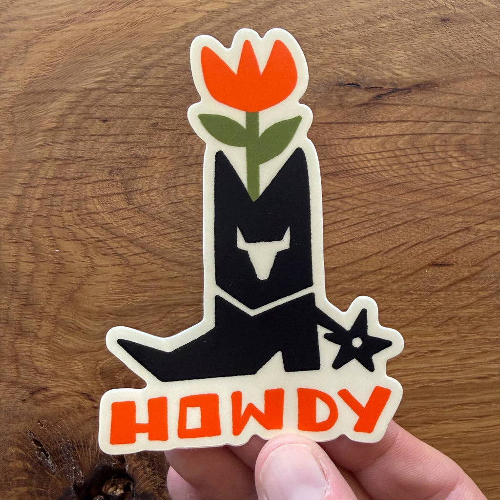 Howdy Flower Boot - 4 Inch Matte Vinyl Western Sticker - HYDE