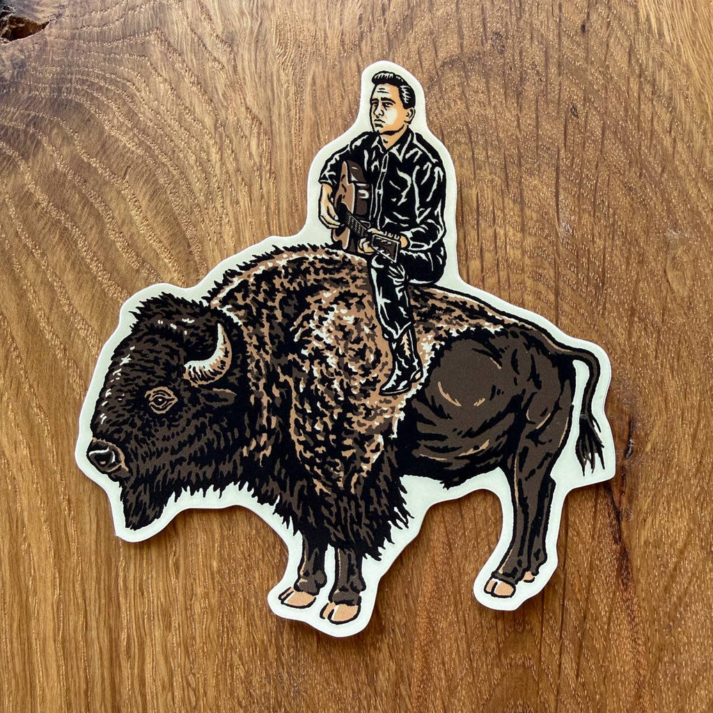 Johnny on a Bison - 4 Inch Matte Vinyl Folk Music Sticker - HYDE