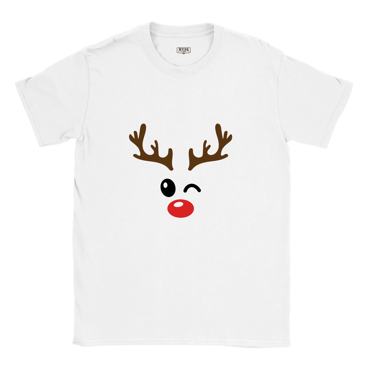 Rudolph Winking Christmas T-Shirt - Festive Holiday Graphic Tee - HYDE