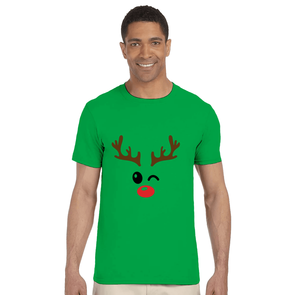 Rudolph Winking Christmas T-Shirt - Festive Holiday Graphic Tee - HYDE