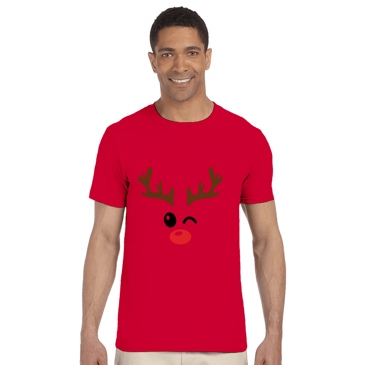 Rudolph Winking Christmas T-Shirt - Festive Holiday Graphic Tee - HYDE