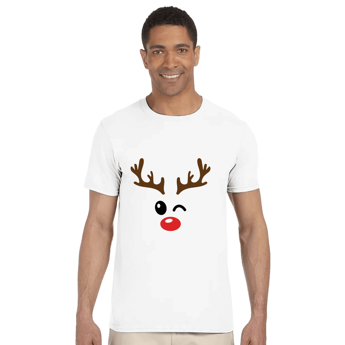 Rudolph Winking Christmas T-Shirt - Festive Holiday Graphic Tee - HYDE