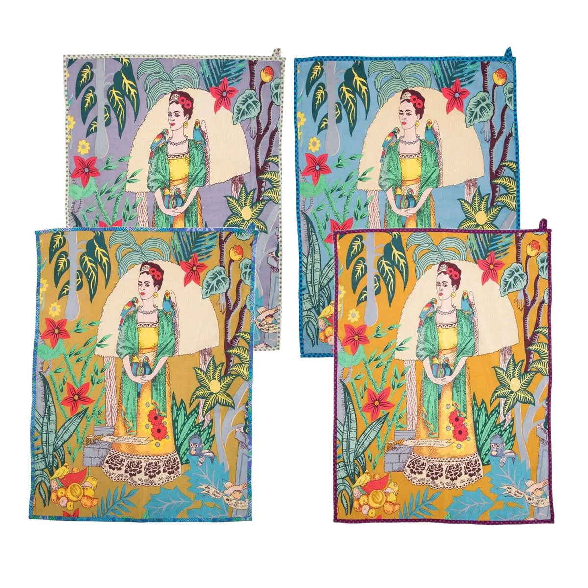 Set of 4 Frida Cotton Printed Teatowels 31x19" - HYDE Ltd.