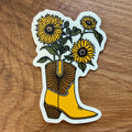 Sunflower Boot - 4 Inch Matte Vinyl Western Sticker - HYDE