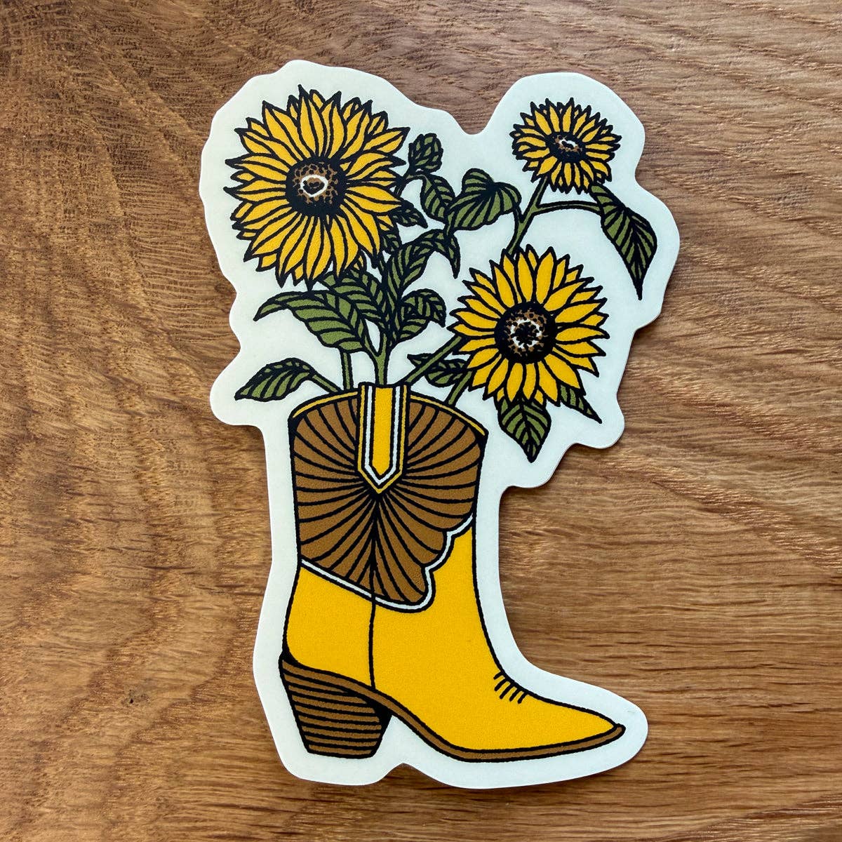 Sunflower Boot - 4 Inch Matte Vinyl Western Sticker - HYDE