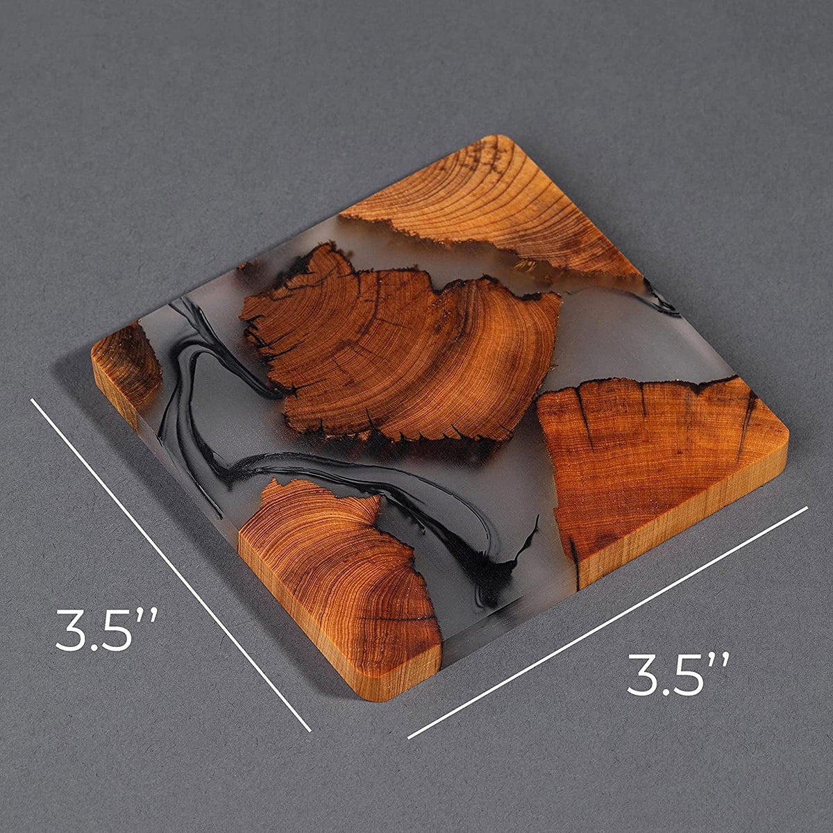 Wooden Coasters Set, Epoxy Coasters, Modern Coasters with Holder, Cedar Wood Coaster (6, No Holder) - HYDE Ltd.