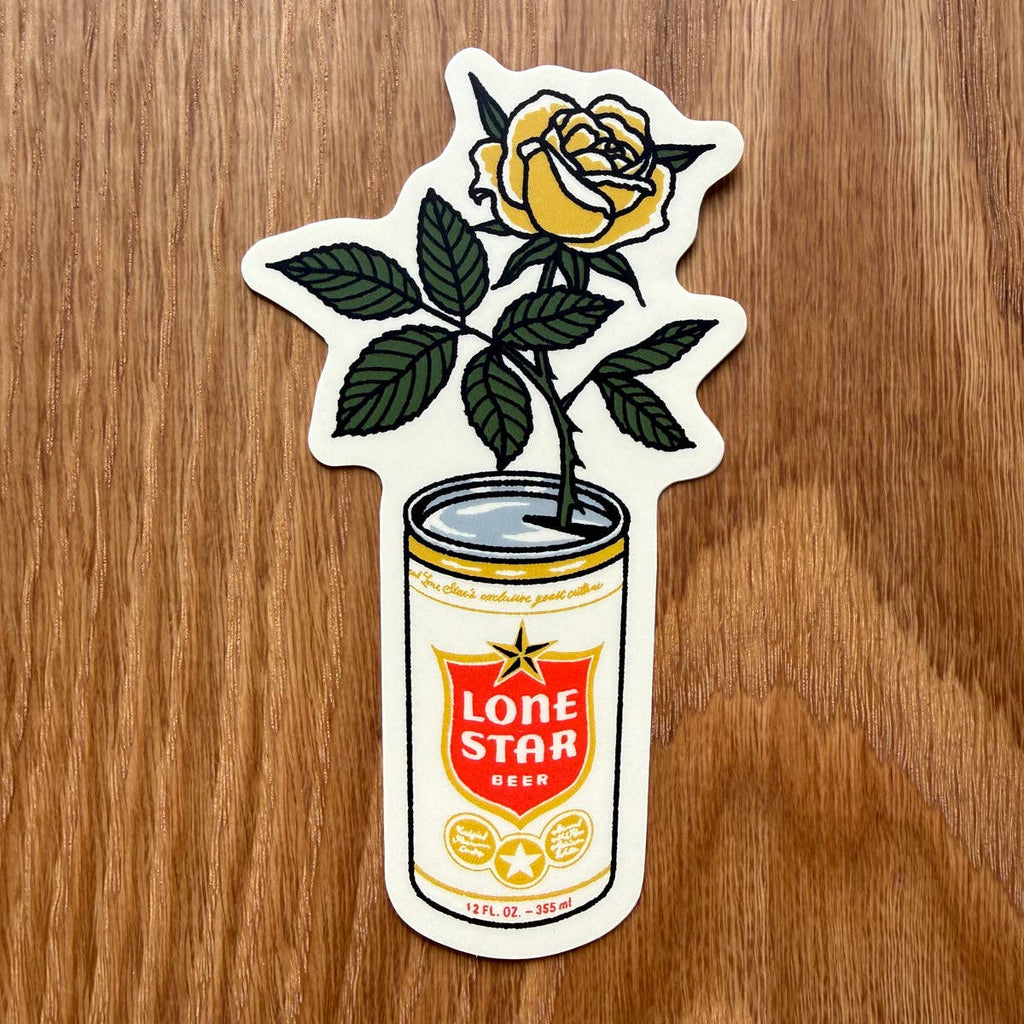 Yellow Rose Beer Can - 4 Inch Matte Vinyl Sticker - HYDE