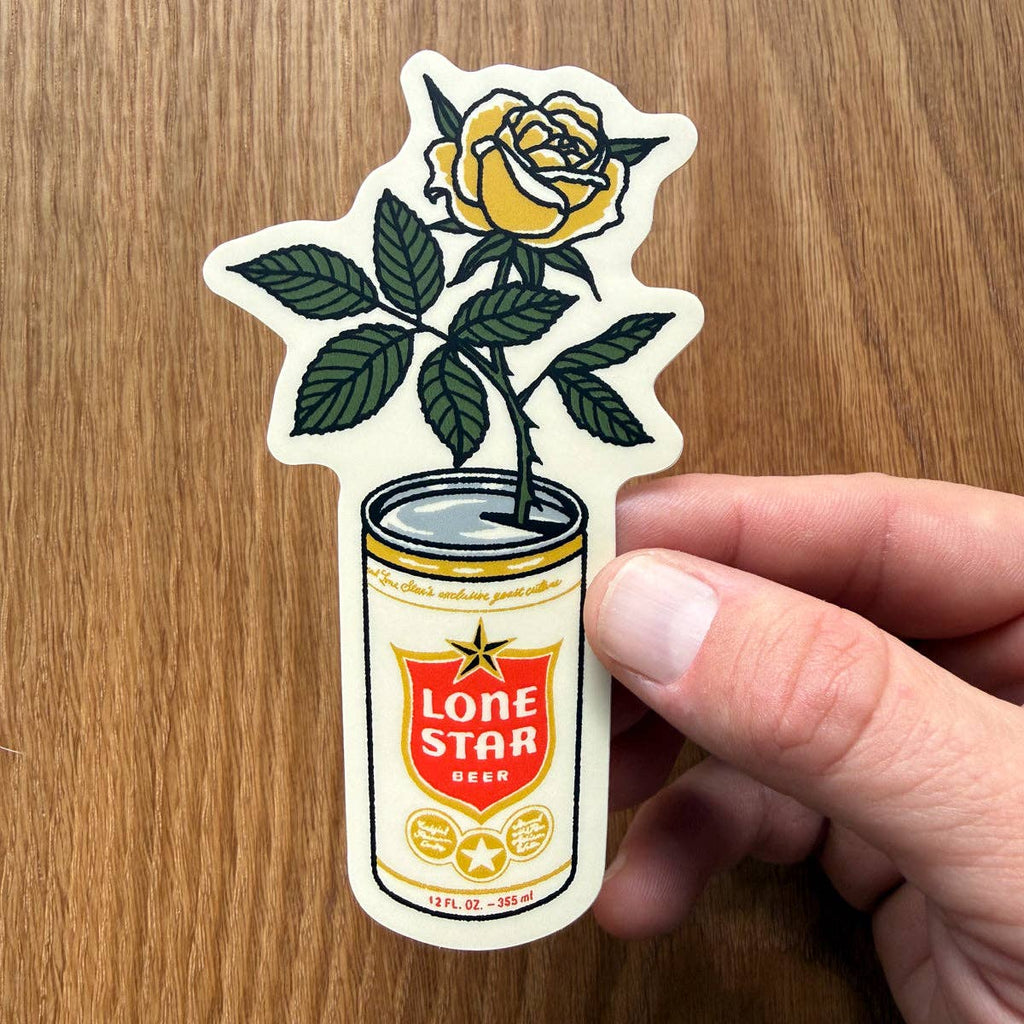 Yellow Rose Beer Can - 4 Inch Matte Vinyl Sticker - HYDE