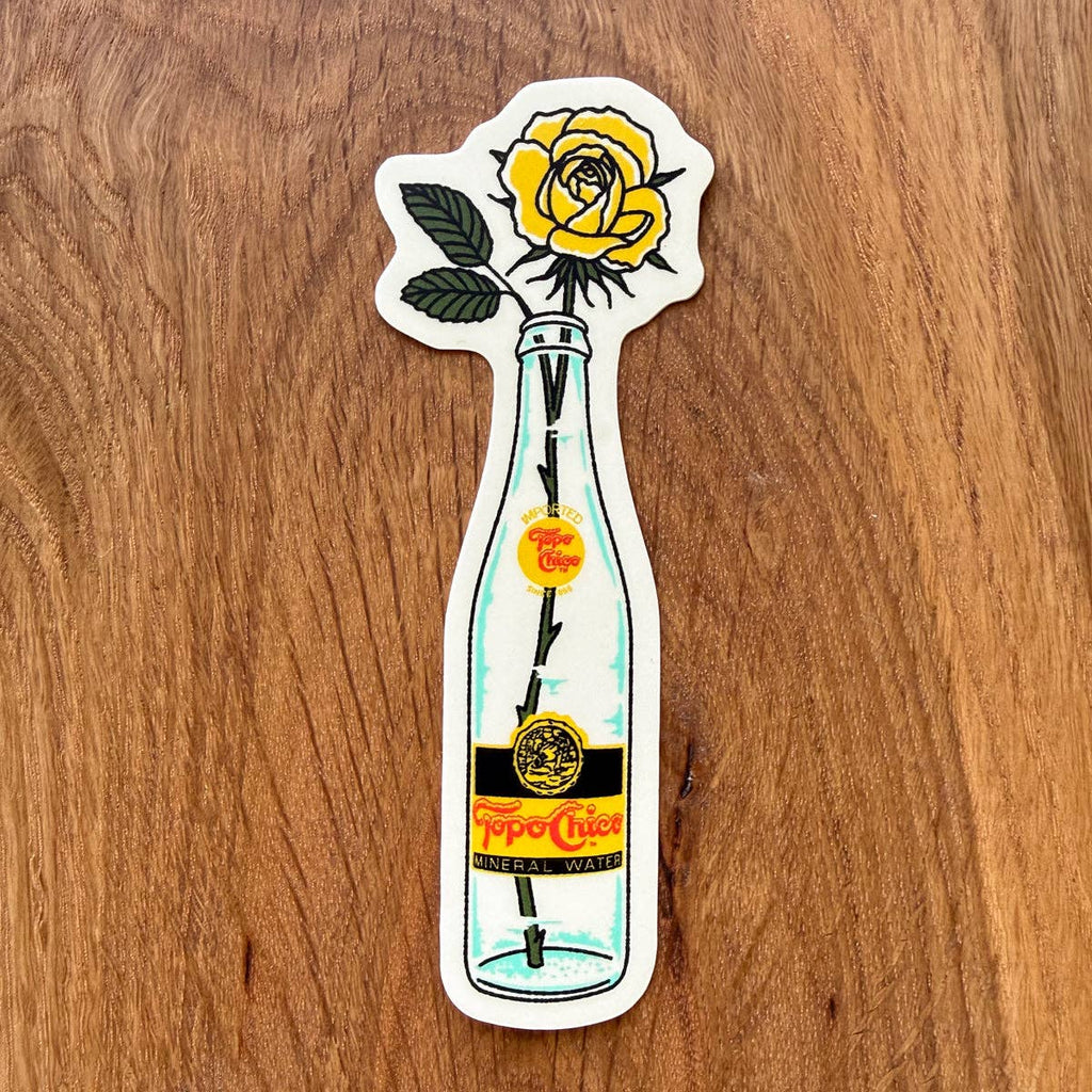 Yellow Rose Bottle - 4 Inch Matte Vinyl Sticker - HYDE