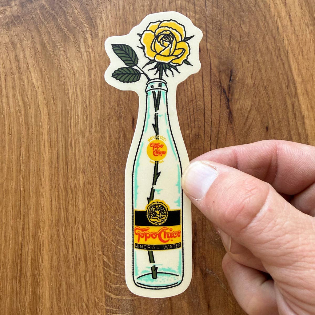 Yellow Rose Bottle - 4 Inch Matte Vinyl Sticker - HYDE