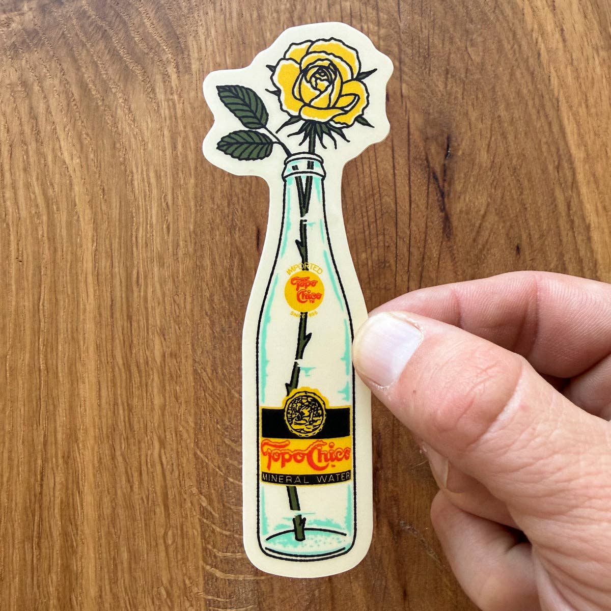 Yellow Rose Bottle - 4 Inch Matte Vinyl Sticker - HYDE