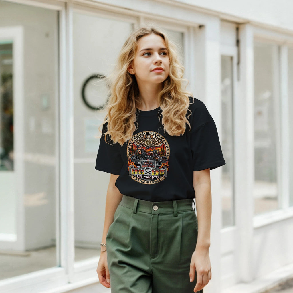 Your Behind BBQ/AL Romp 2026 Biker Pig Tee in Your Choice of Four Desert Hues - HYDE